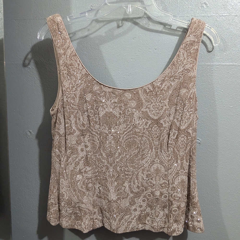 Sleeveless Beaded Scoop Neck Tank Top‎ - Blush